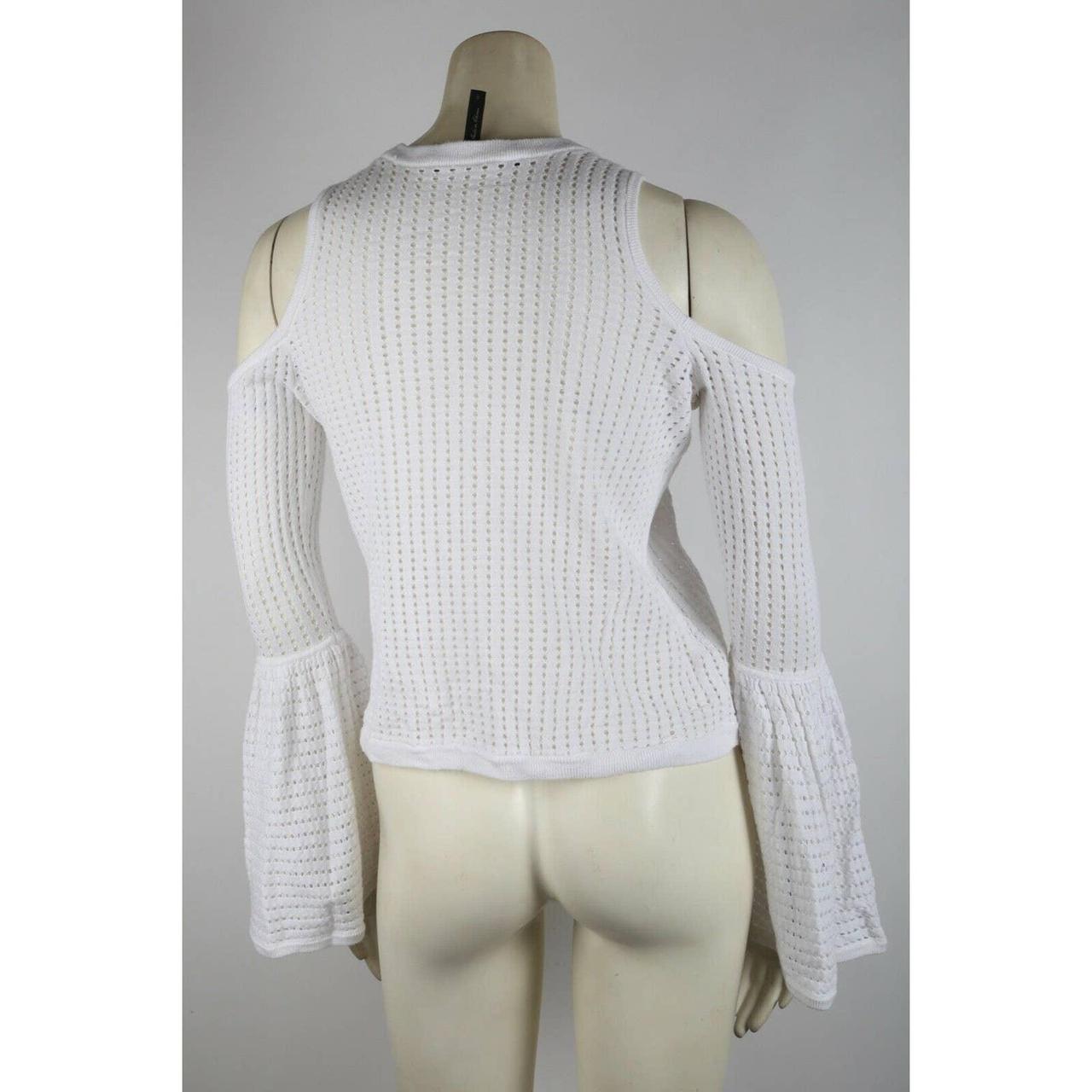 BCBG Max Azria White Knit Pointelle Cold Shoulder Depop