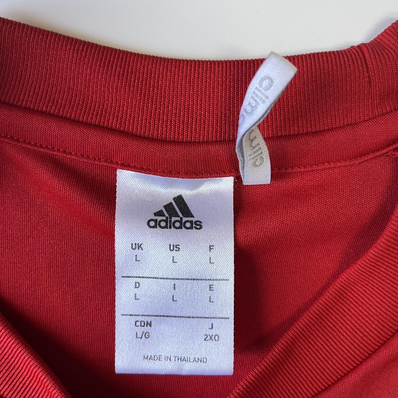 Adidas Men's Red and White T-shirt | Depop