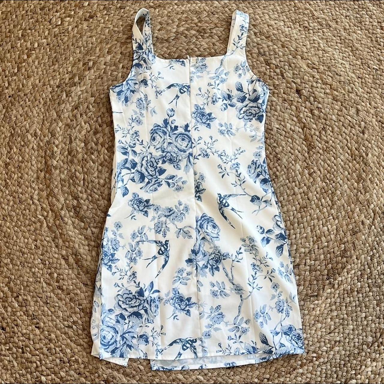 Shein blue floral dress, only worn once! Super soft... - Depop