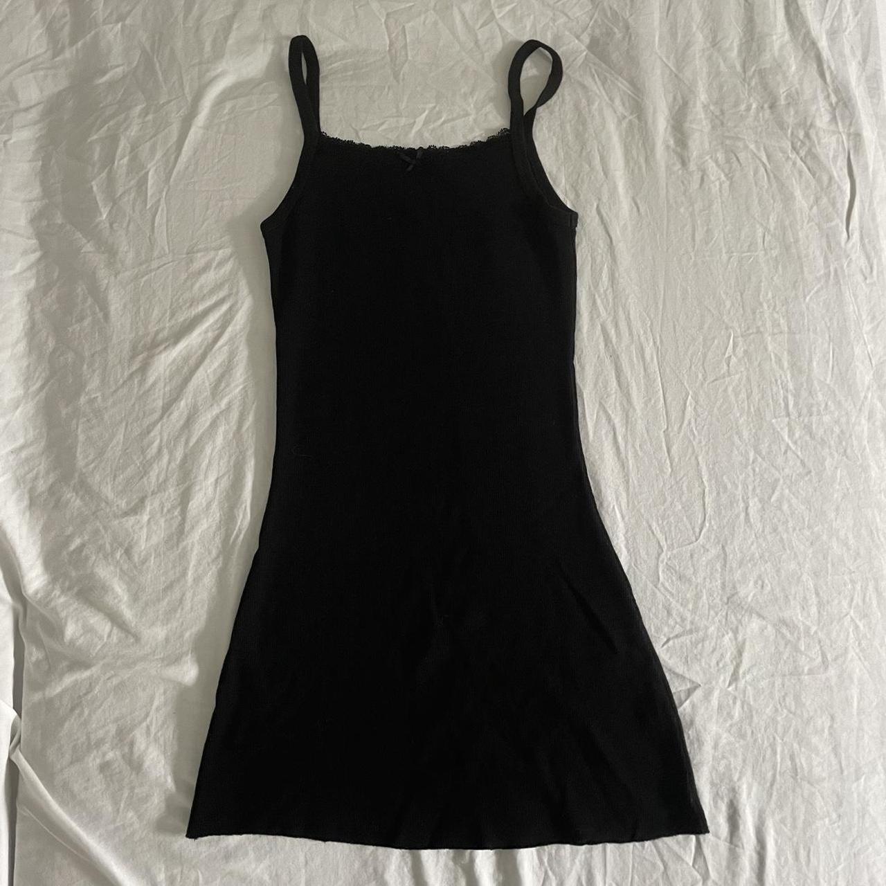 Brandy Melville black mini dress with black lace... - Depop