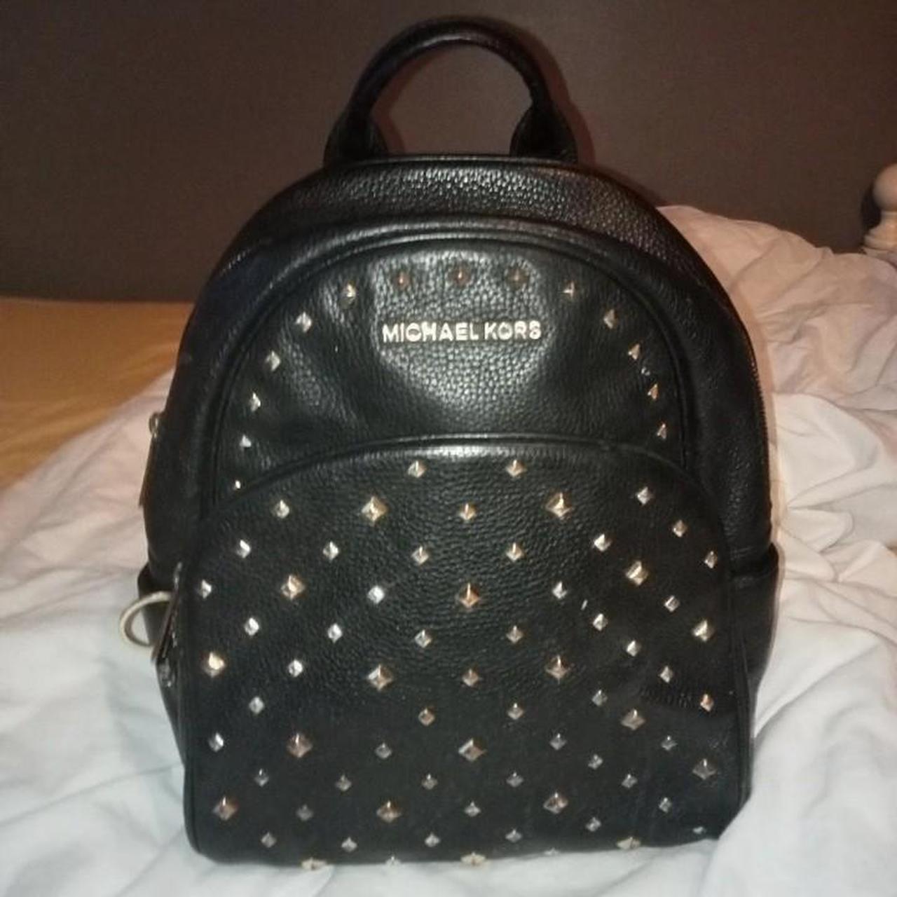 Michael kors abbey medium studded backpack leather black online