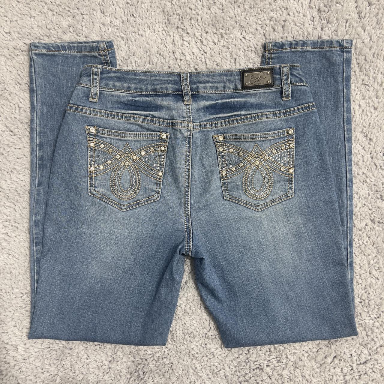 cyber y2k grunge embellished skinny jeans | size 6P... - Depop