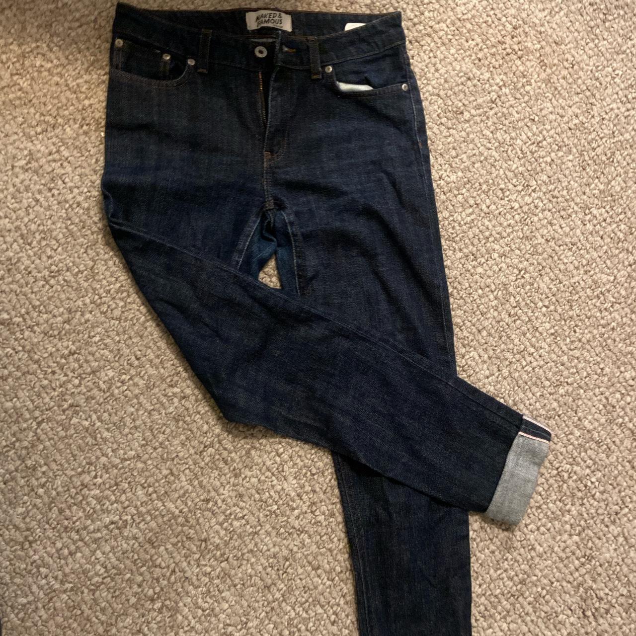 Size 29 Naked and Famous Jeans in indigo - Depop