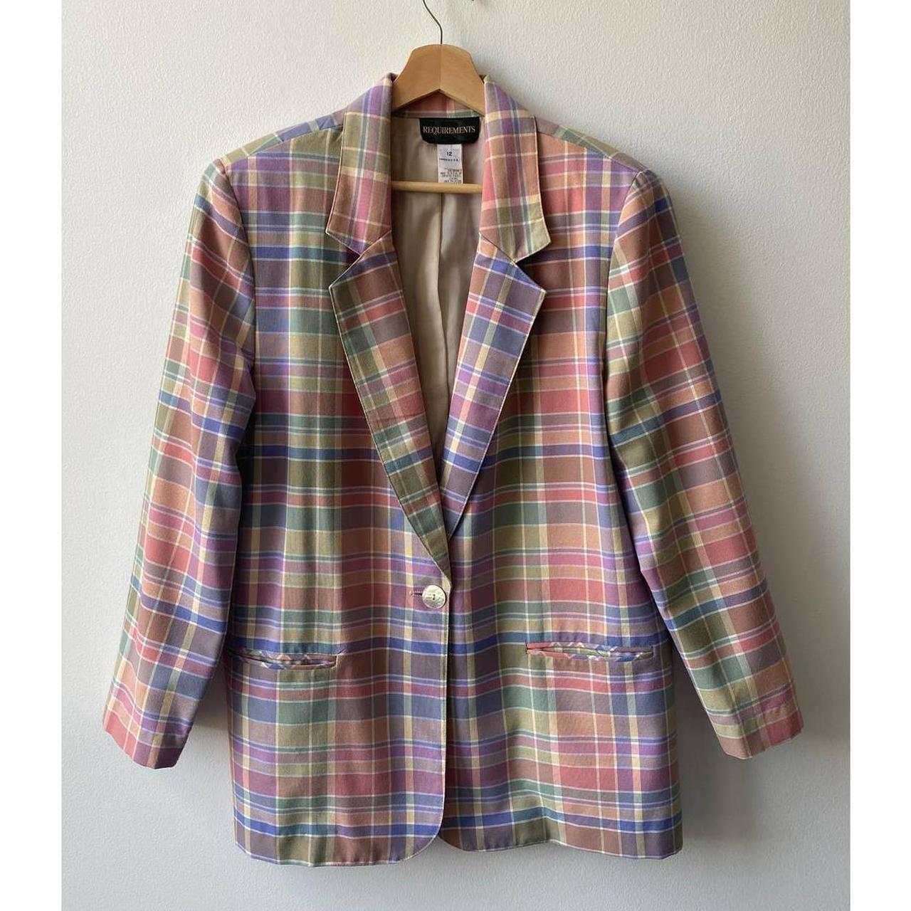 Vintage Pastel Plaid Blazer Cottage Soft Preppy... - Depop