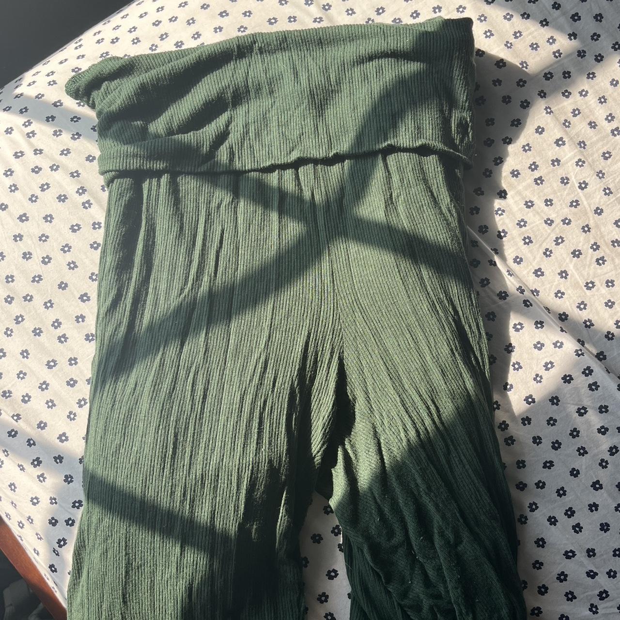Aerie green fold over flare leggings so soft and... Depop