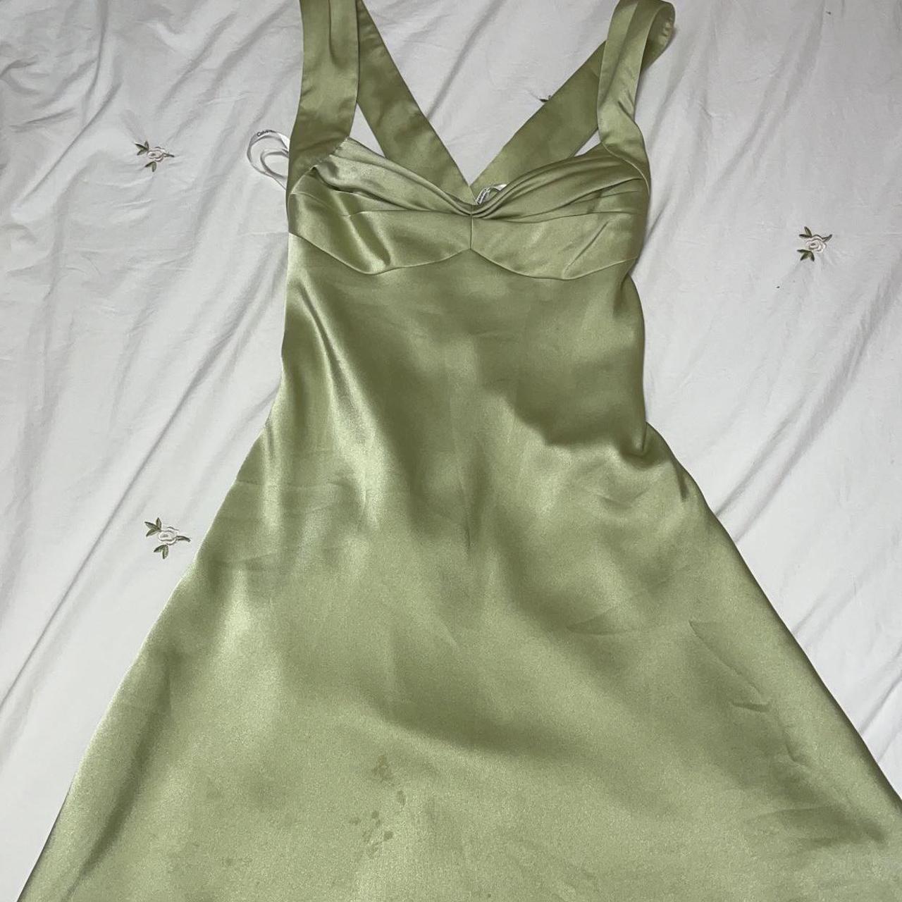 gorgeous calvin klein sage green silk dress💚🧚🍬 has... - Depop