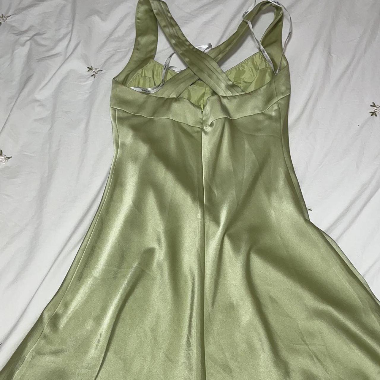 gorgeous calvin klein sage green silk dress💚🧚🍬 has... - Depop