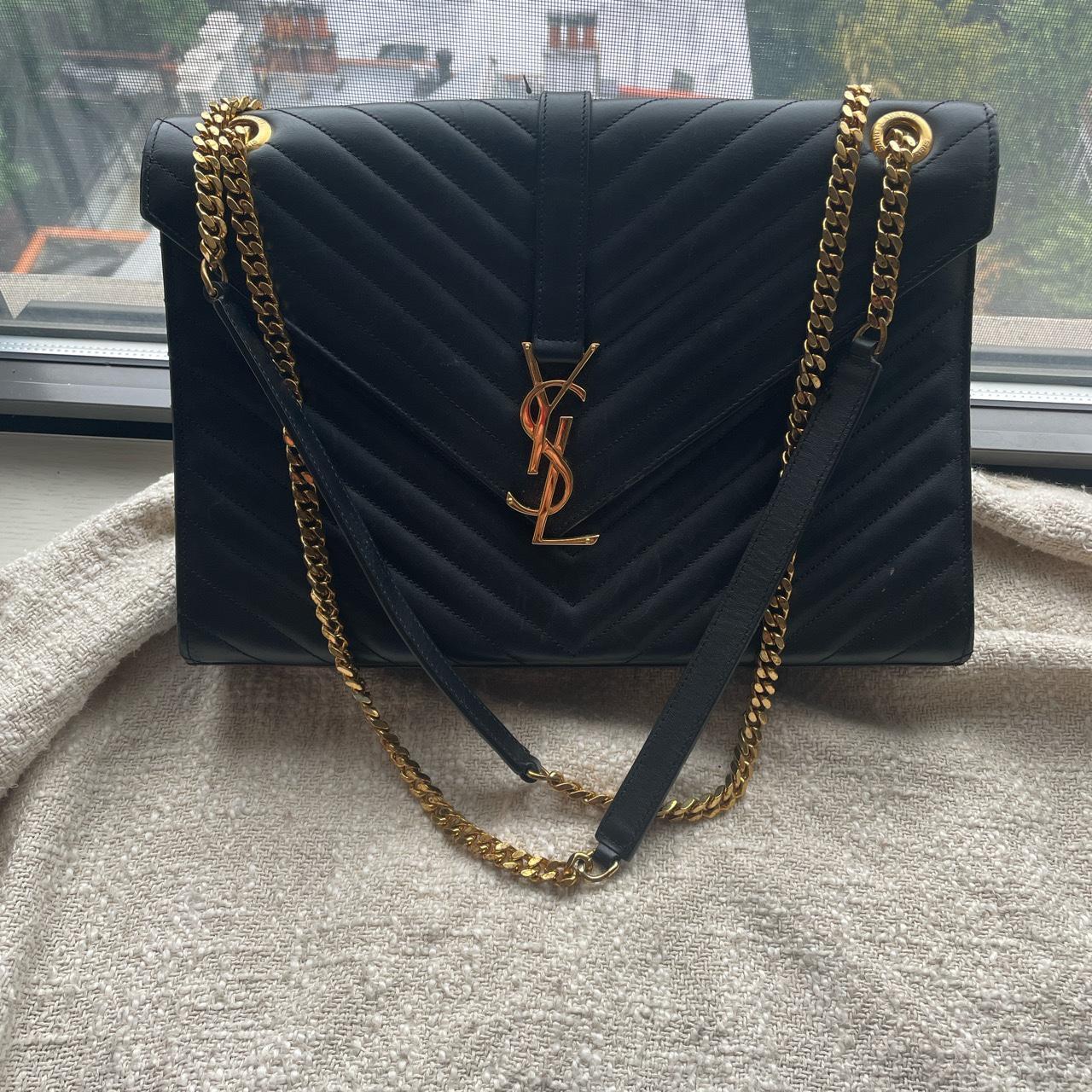 SAINT LAURENT LARGE ENVELOPE CHAIN BAG - DARK - Depop