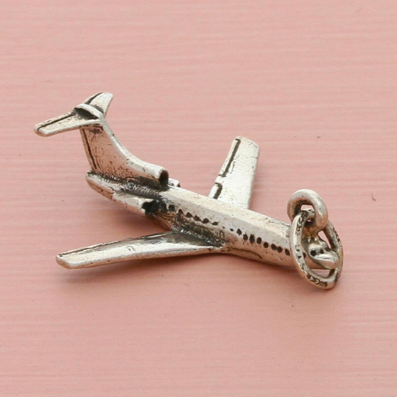 Sterling silver airplane on sale charm