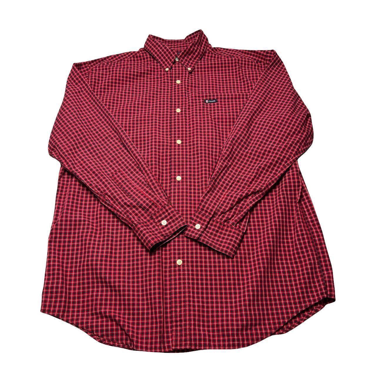 Chaps Men's Burgundy and Red Shirt | Depop