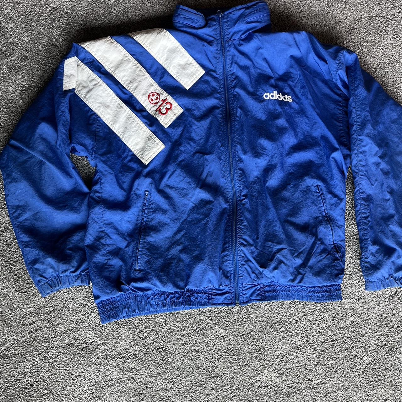 Adidas Men's Blue and White Jacket | Depop