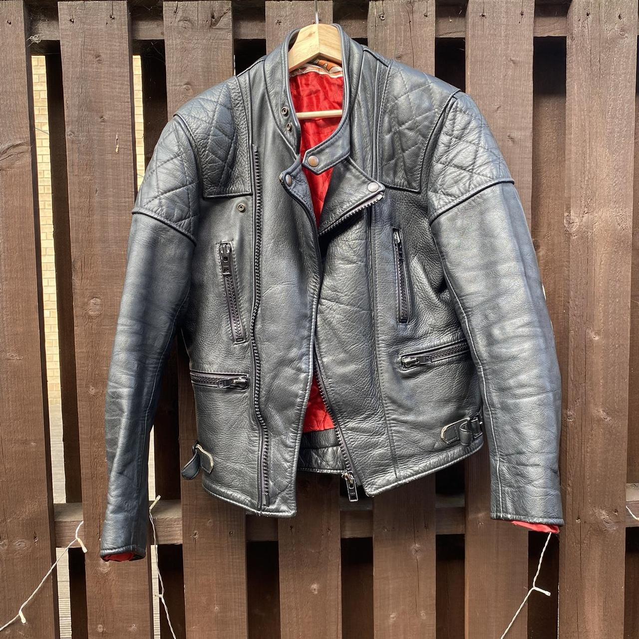 Black leather jacket with red lining best sale