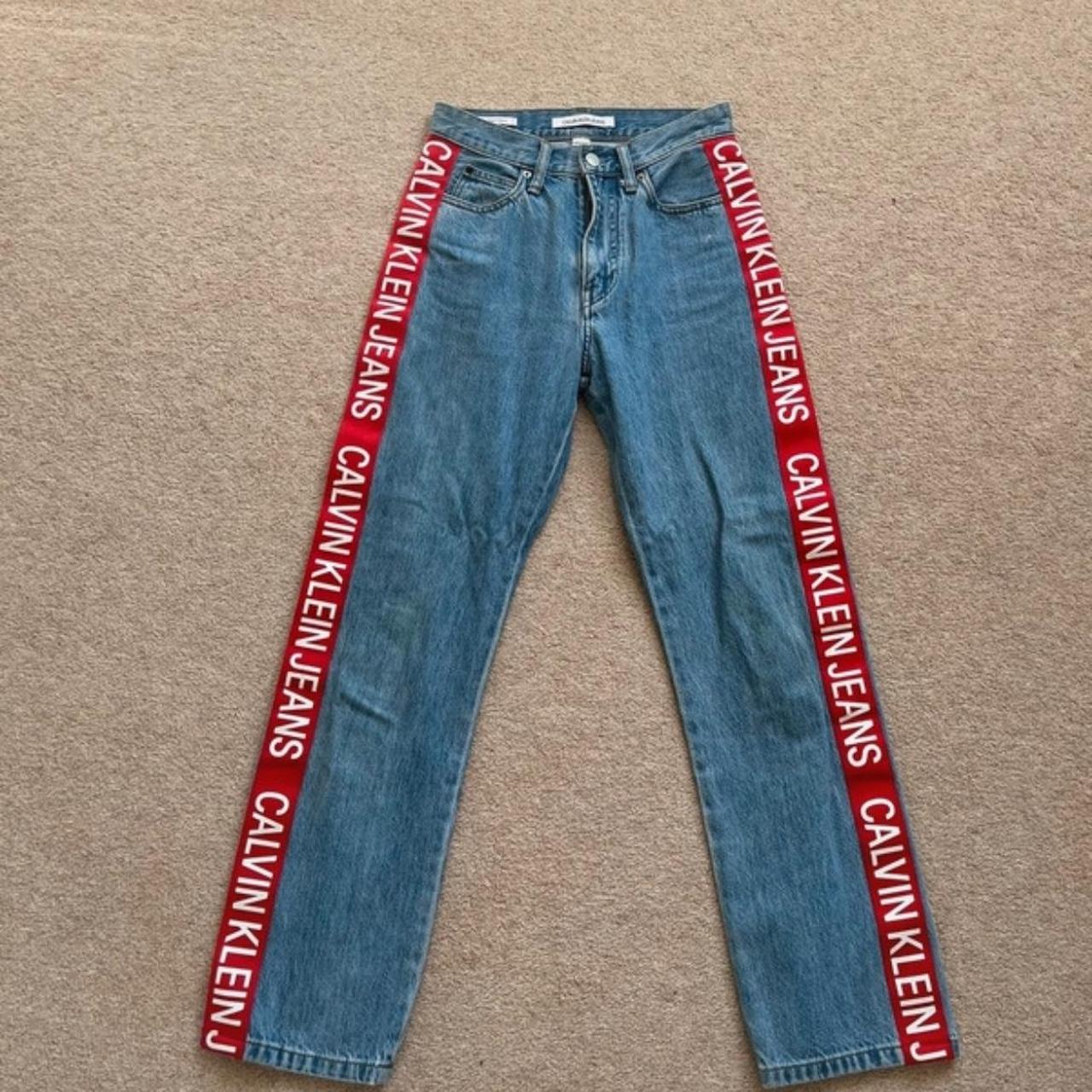 Calvin klein jeans with red stripe hotsell