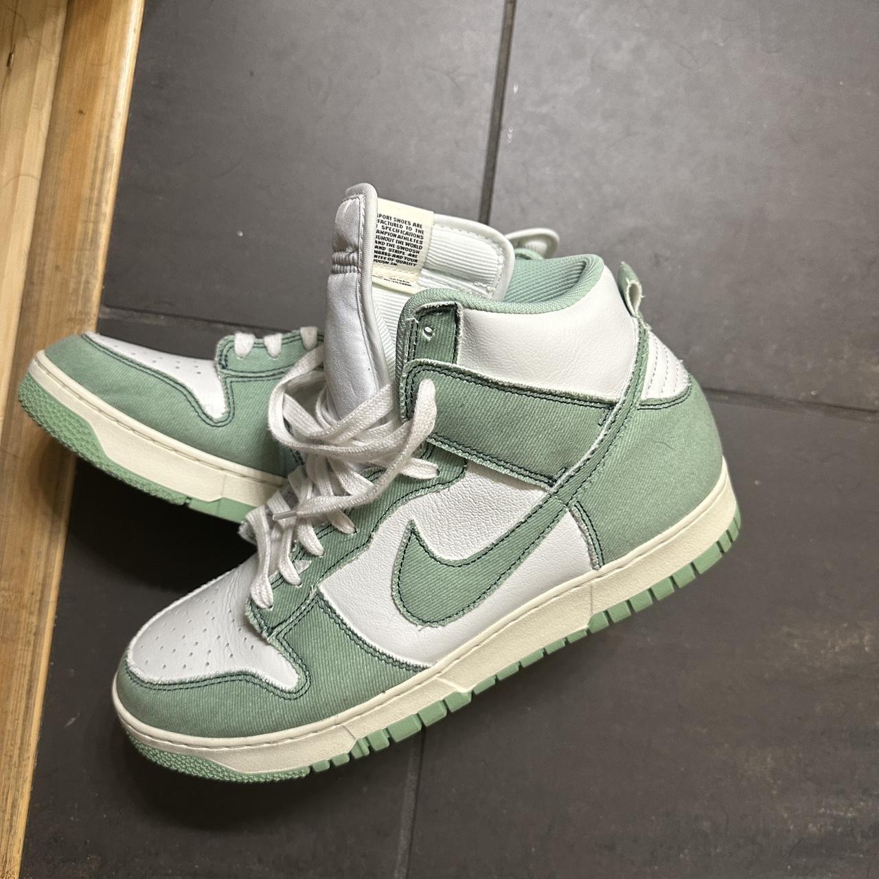 Sage Green Nike high top dunks only wore once 11.5... - Depop