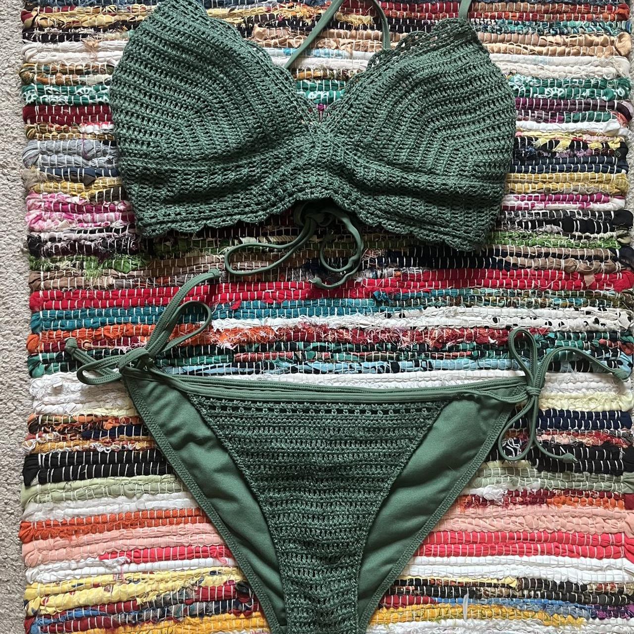 Women's Khaki and Green Bikinisandtankinisets Depop