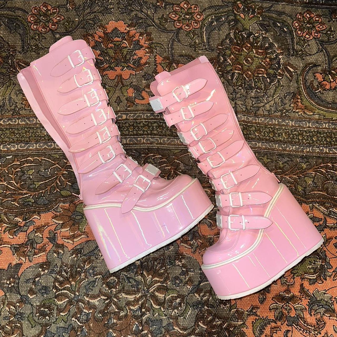 Demonia Cult Swing In Baby Pink Hologram Aka Depop