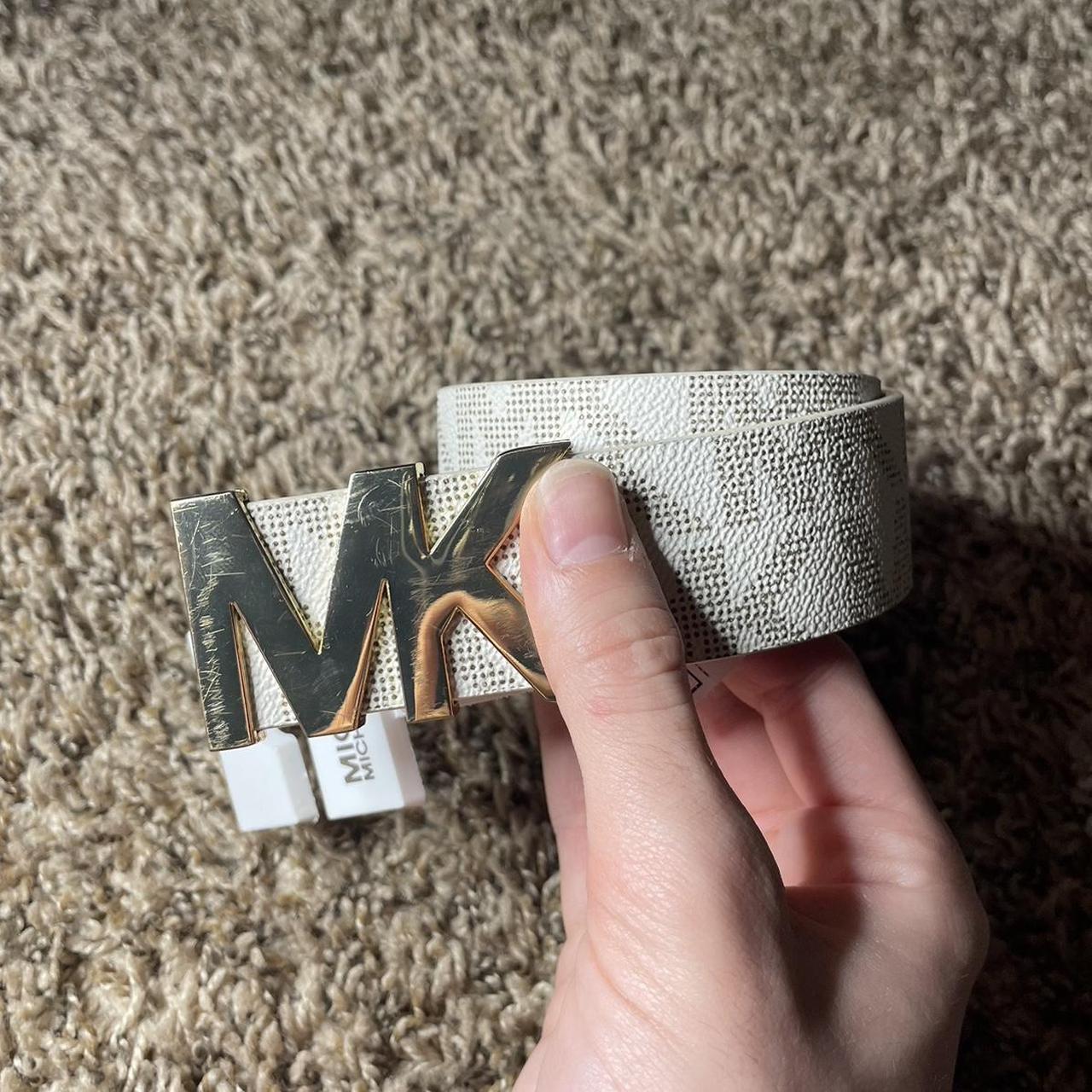 White michael kors clearance belt