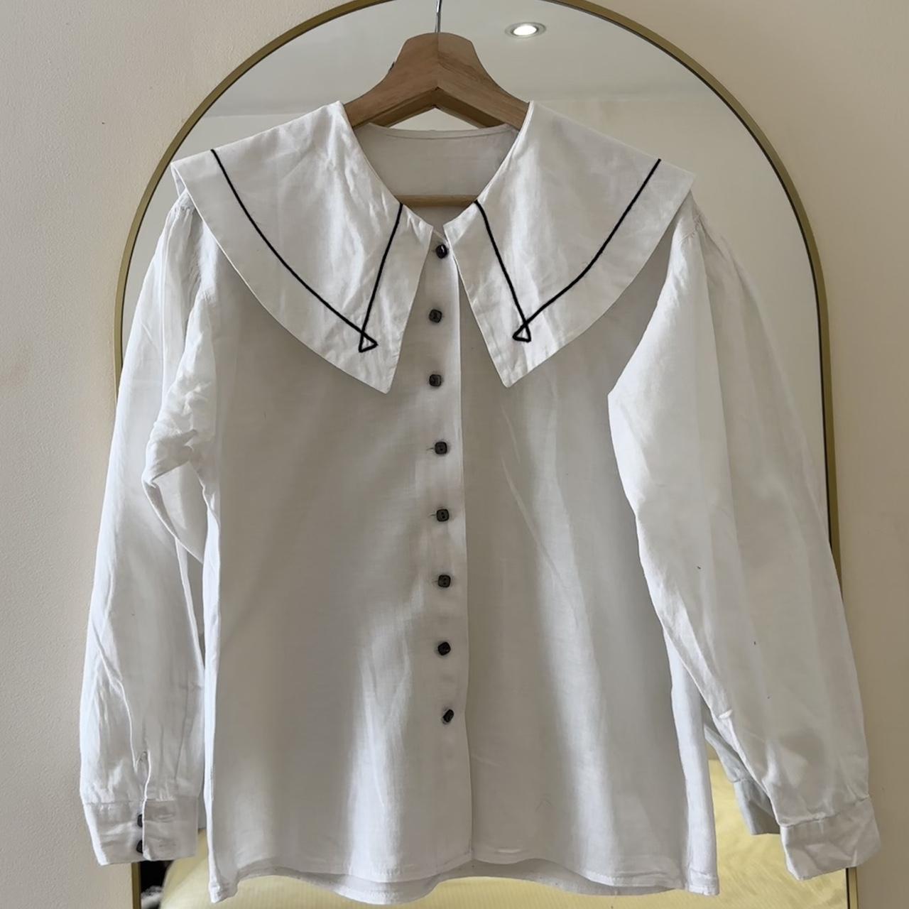 Sailor collar white blouse Cute sailor collar... Depop