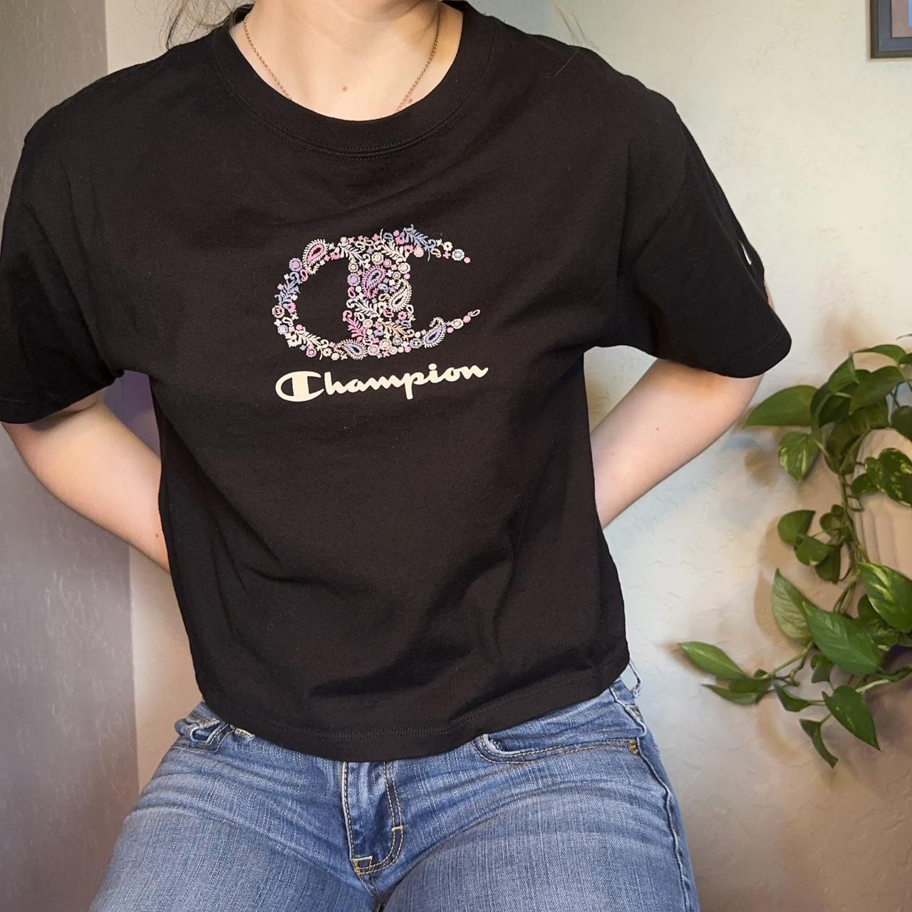 Pink and black champion shirt cheap