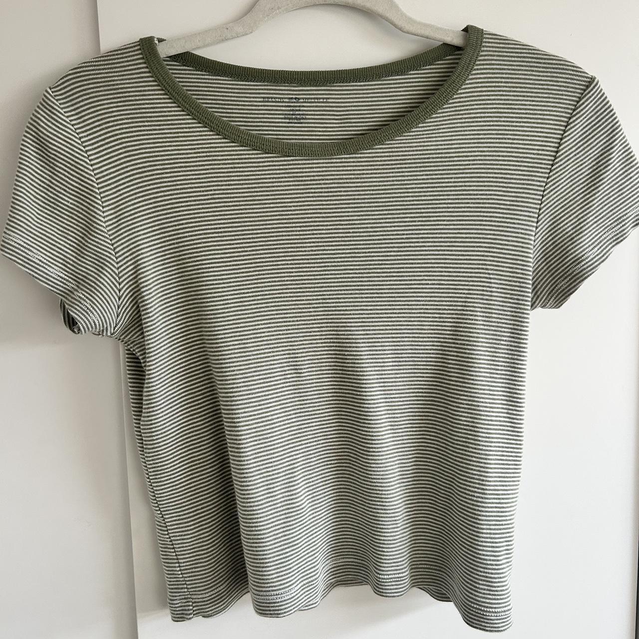 RARE brandy Melville green matcha striped top worn... - Depop