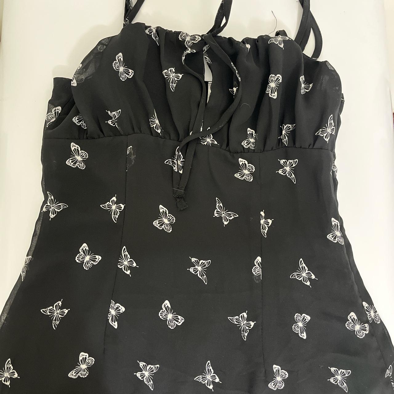 H&M Butterfly Dress fits xss ruched bust fit... Depop