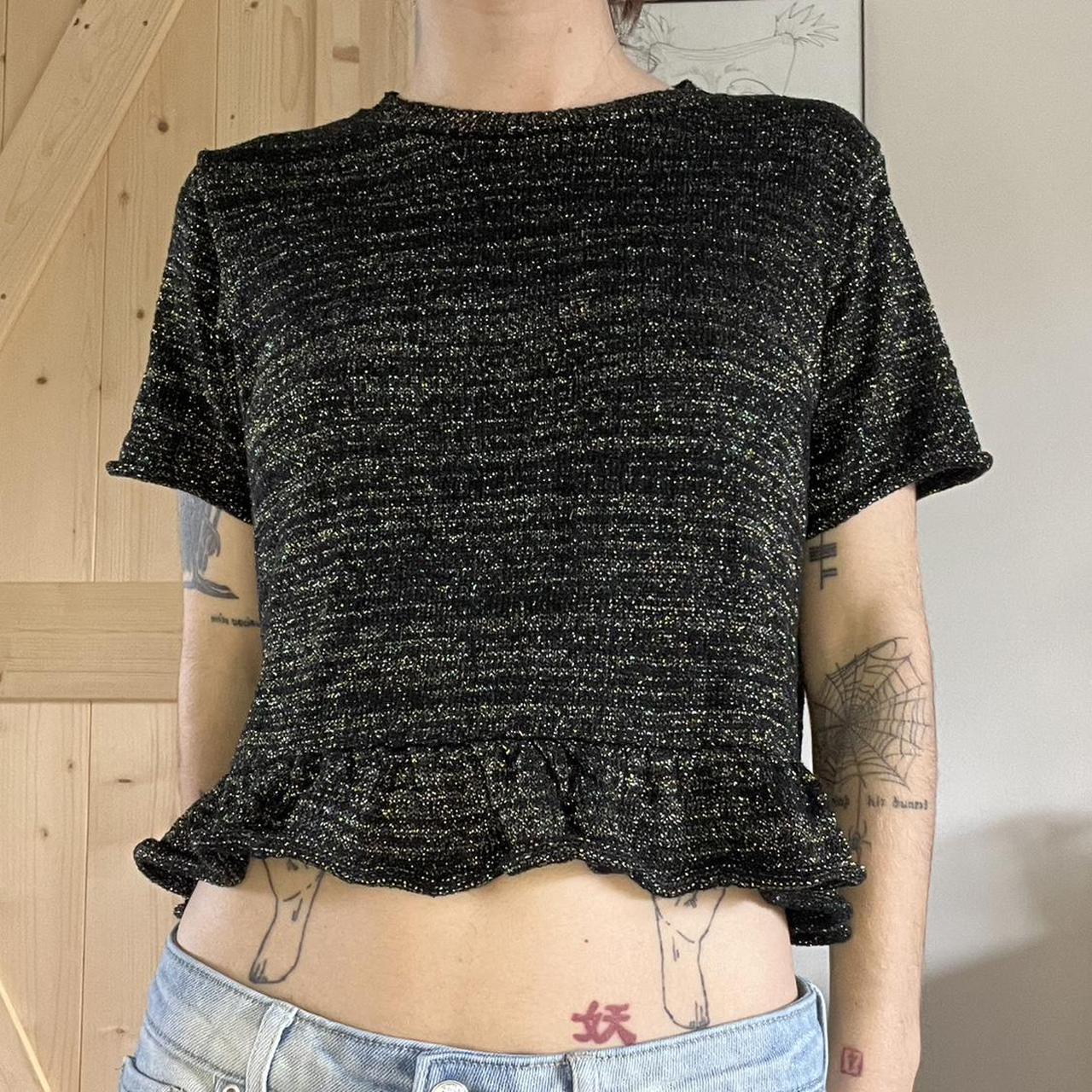 Zara sparkly cropped knit short sleeve