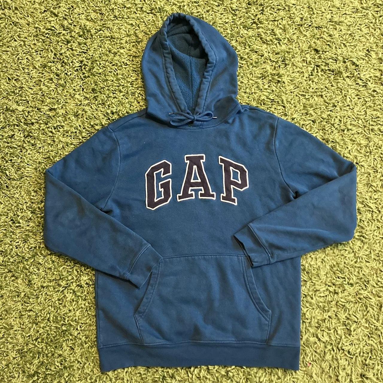 GAP Logo Hoodie Blue long sleeve spellout hoodie... - Depop