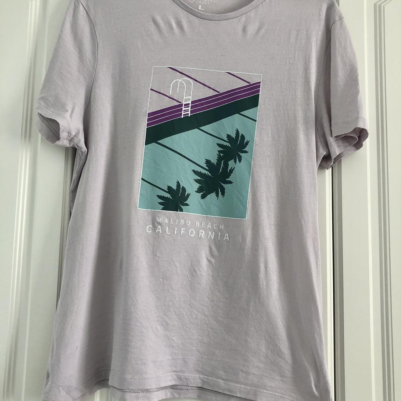 Primark Mens Malibu Beach Lilac T-Shirt Size Large.... - Depop