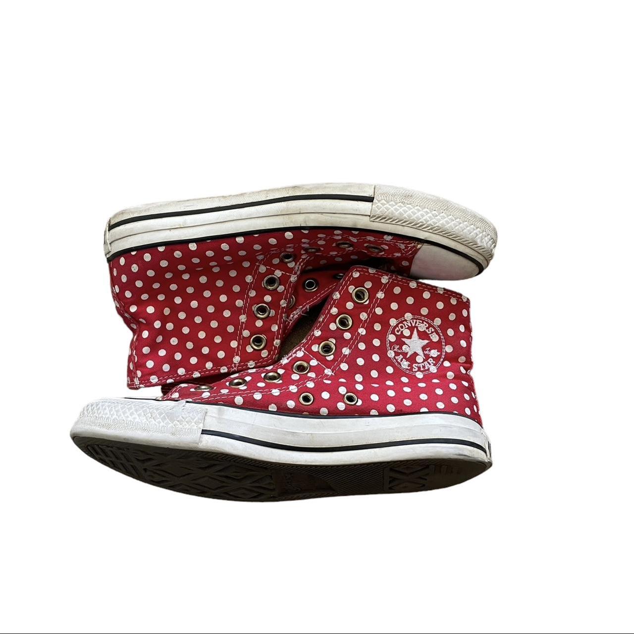 Converse Women's Red and White Trainers | Depop