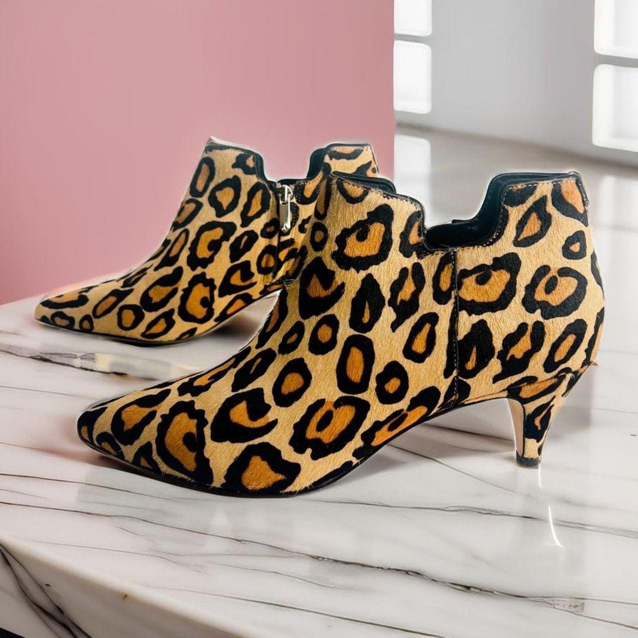 Leopard kitten heel booties best sale