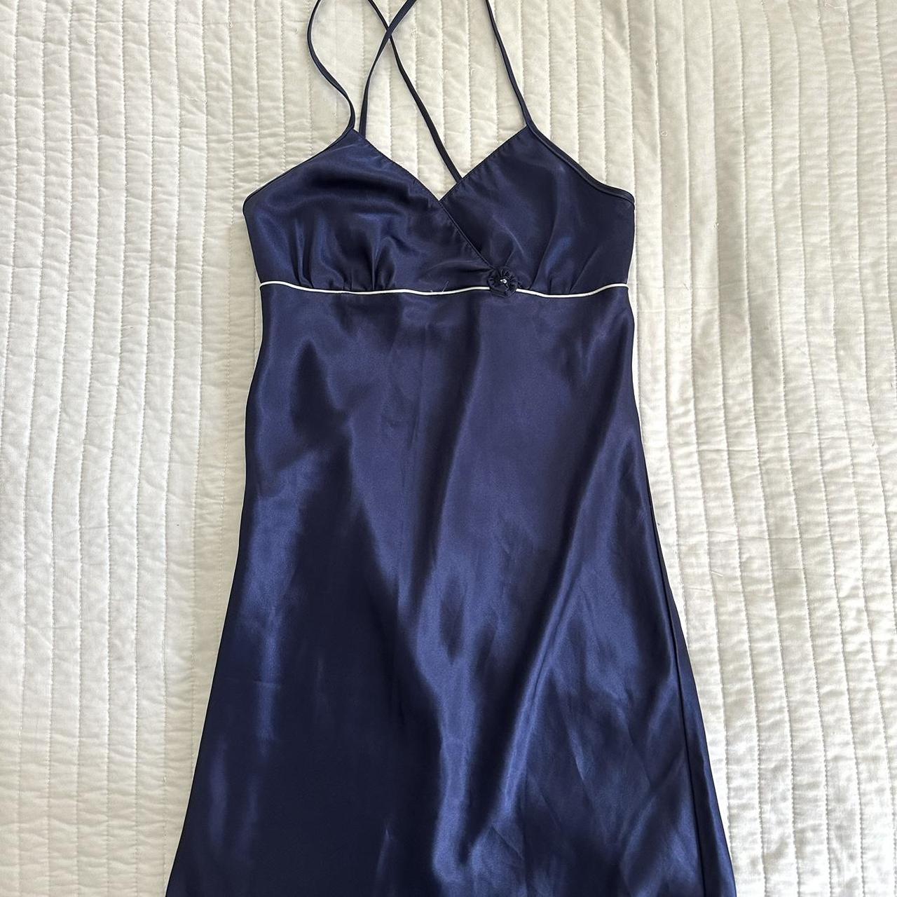 Navy blue slip dress beautiful long navy blue cross... Depop