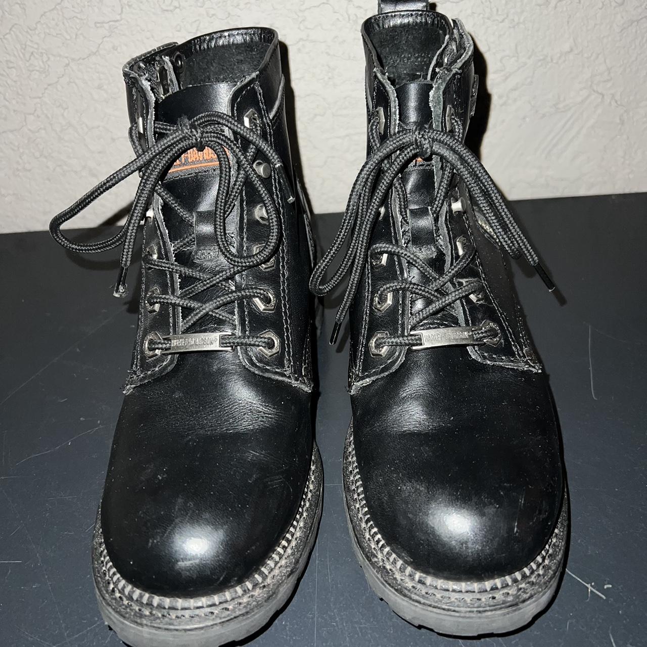 Harley Davidson Men's Black and Silver Boots | Depop