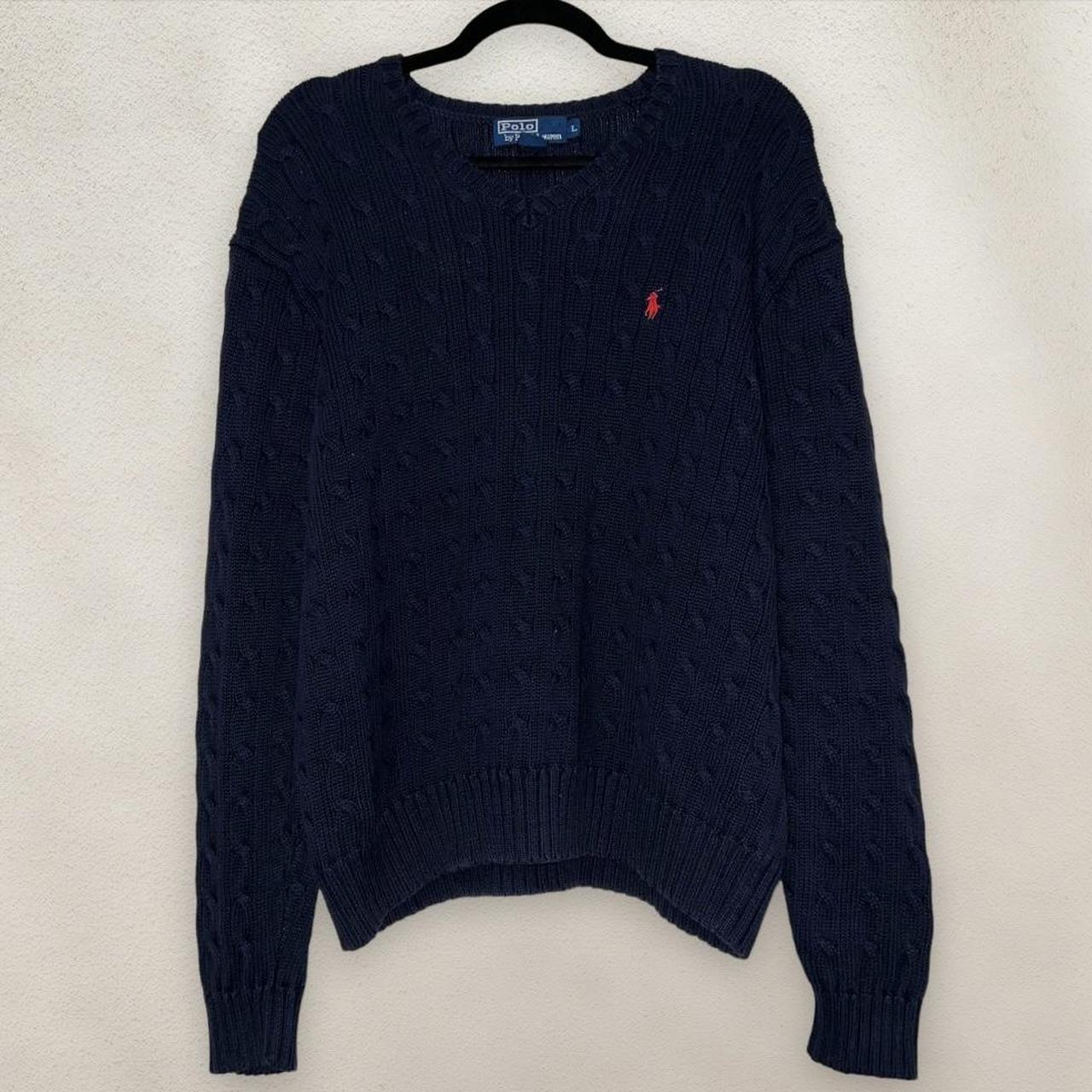 Polo by Ralph Lauren Cable Knit Sweater V-Neck... - Depop