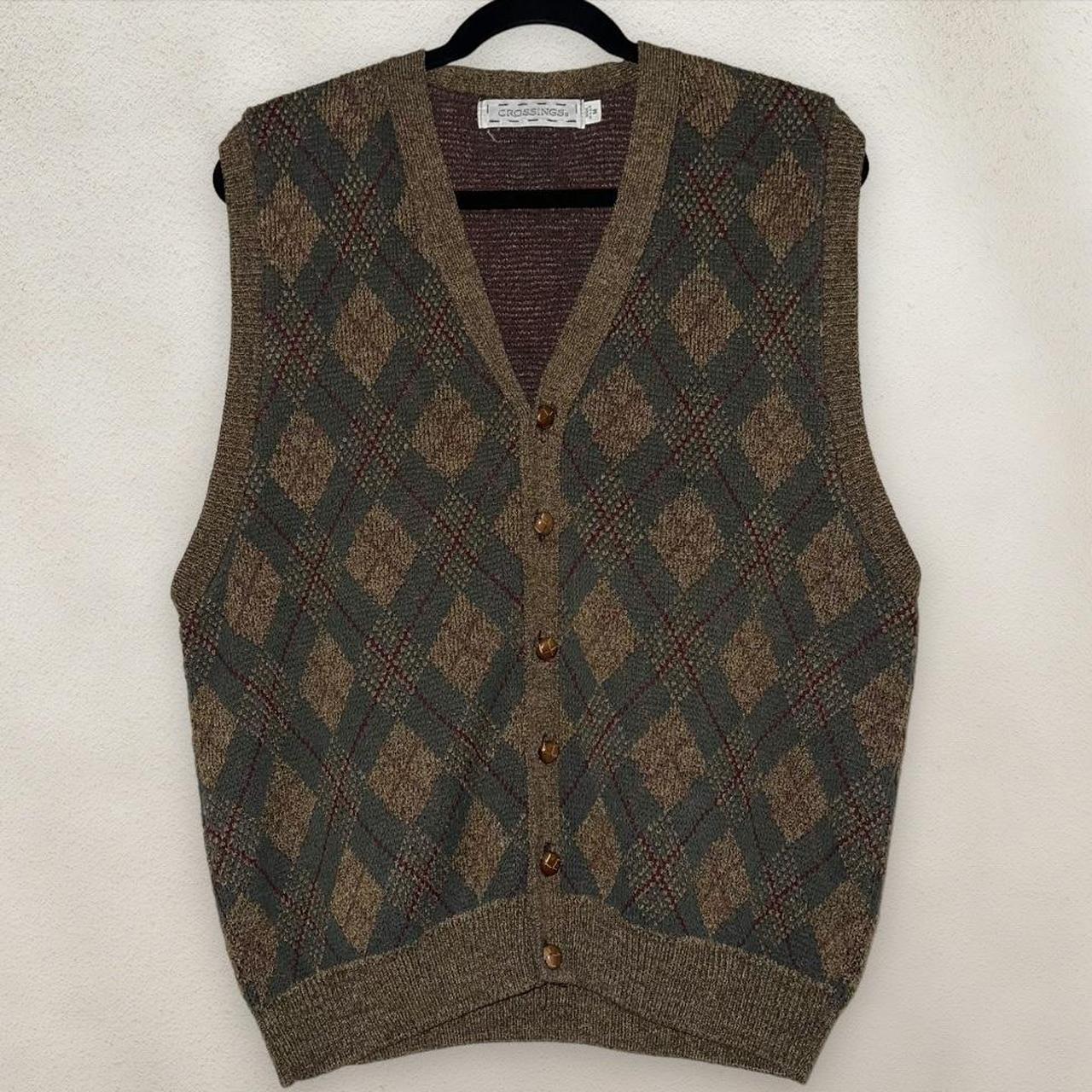 Vintage Crossings Knit Button Sweater Vest Golf... - Depop