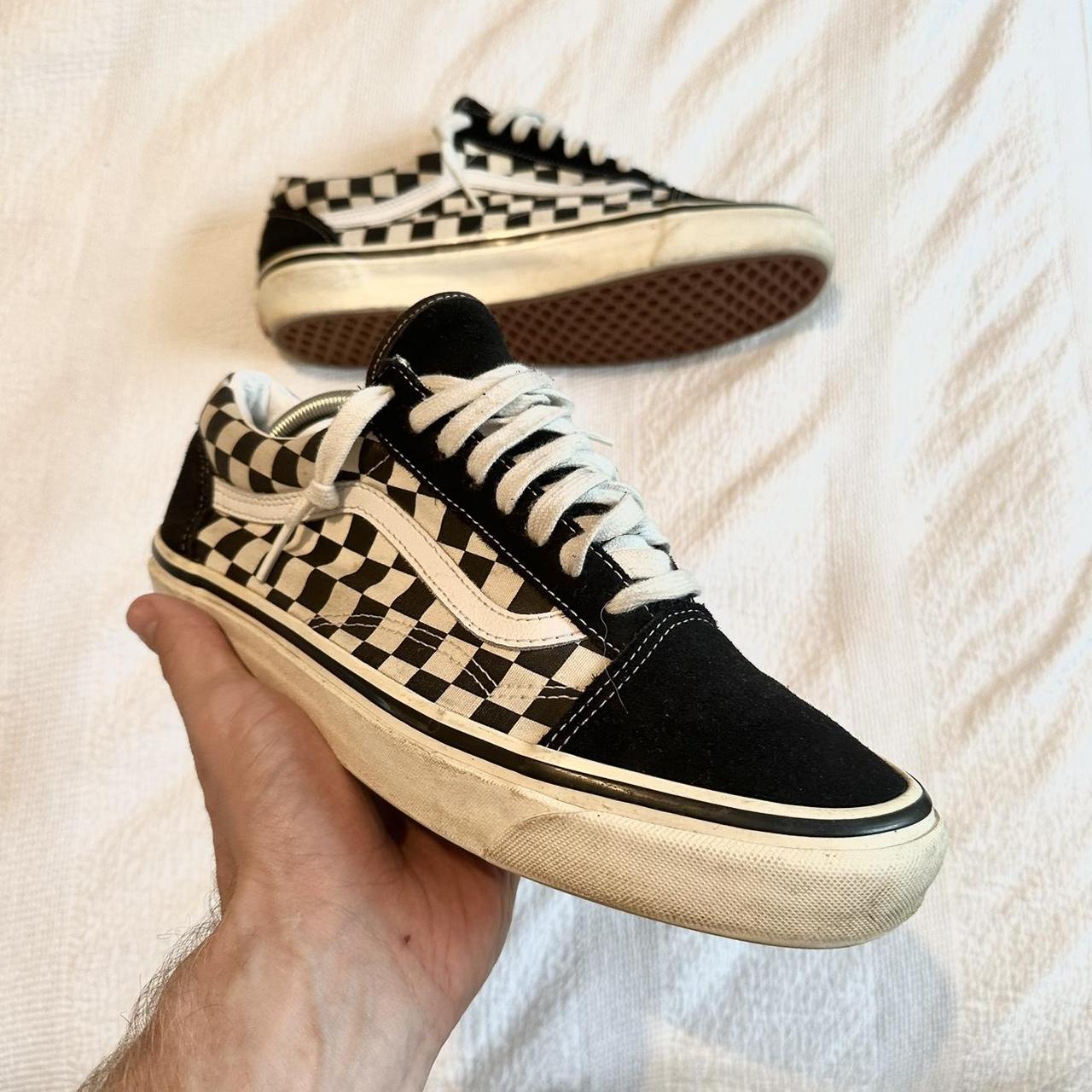 Black and gold checkerboard vans on sale