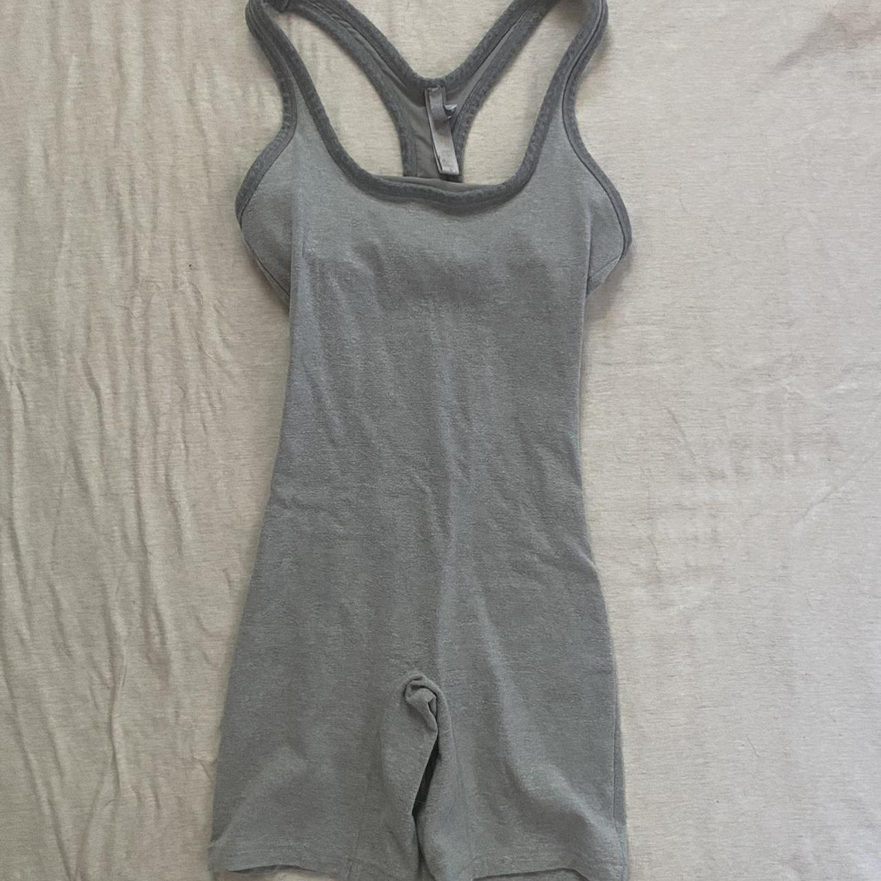 Skims grey bodysuit with built in mesh bra. XS Only... Depop