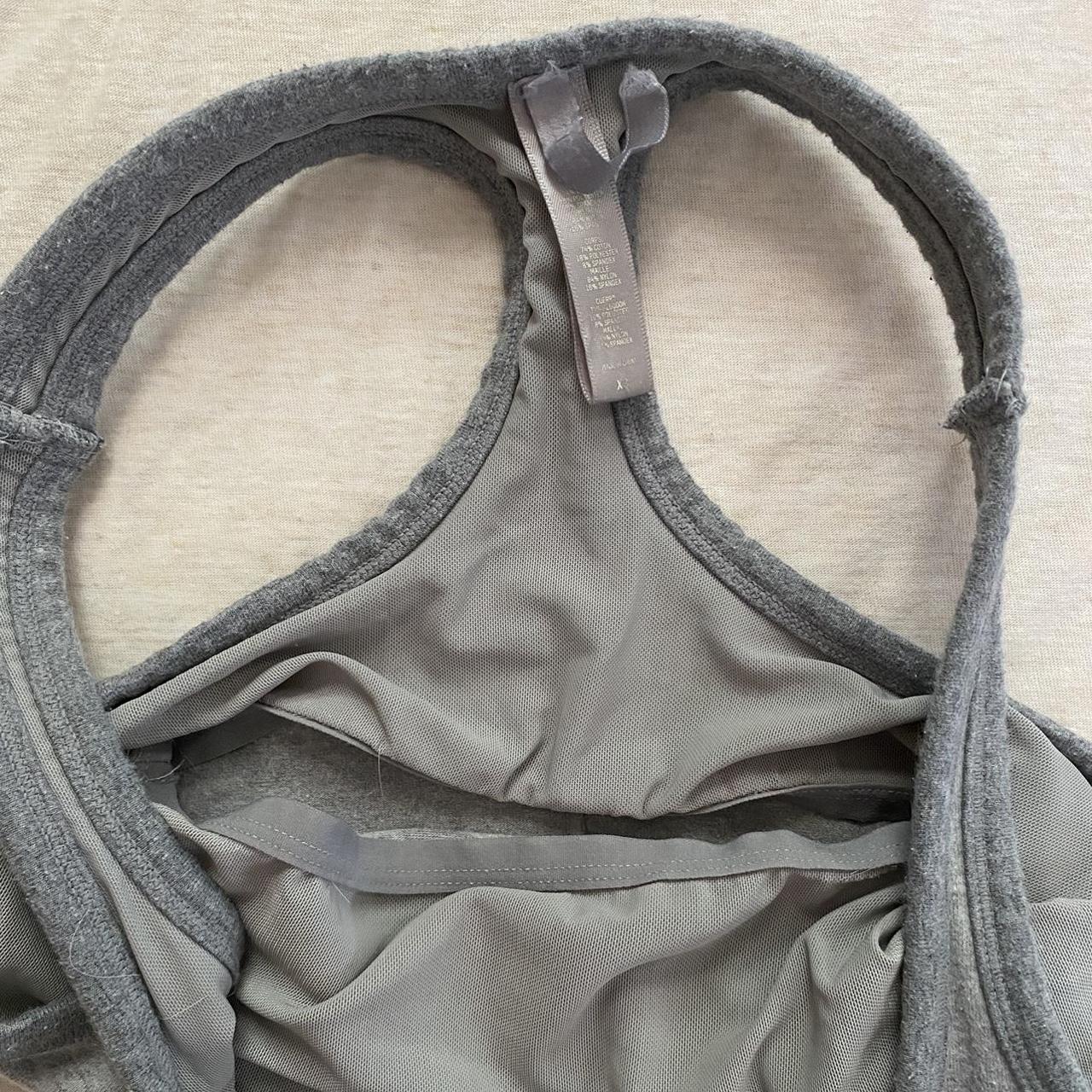 Skims grey bodysuit with built in mesh bra. XS Only... - Depop
