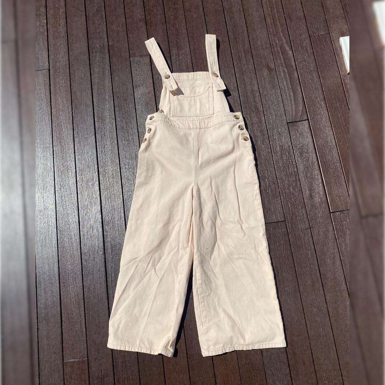 ASOS Design Women's Cream Dungareesoveralls Depop