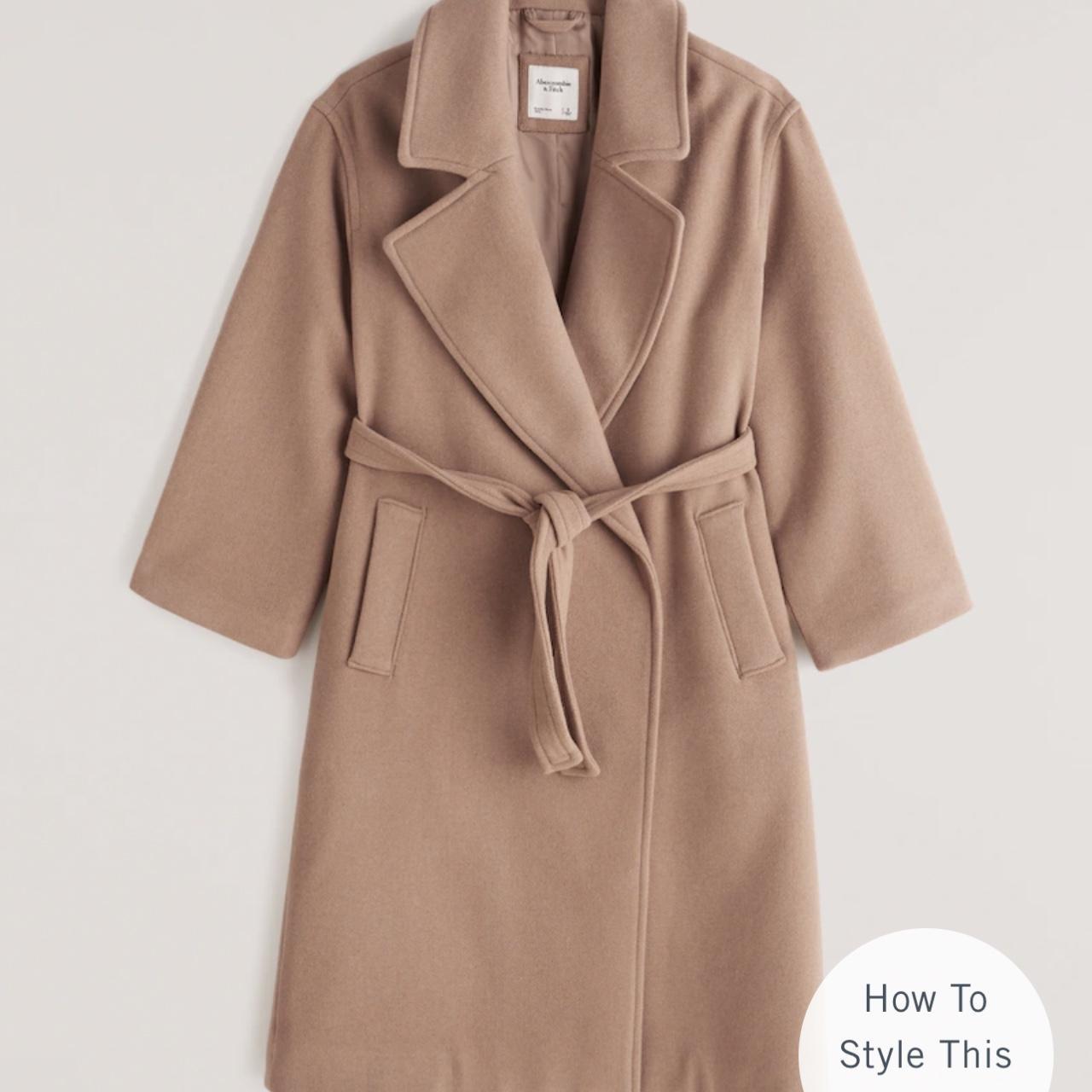 slouchy belted wool blend dad coat