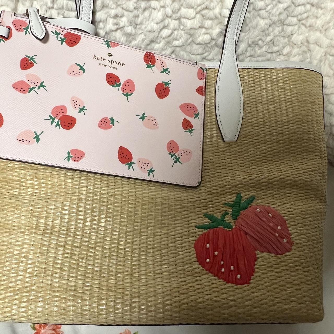 Kate Spade Straw/Leather Strawberry Purse, “Picnic In factory The Park”