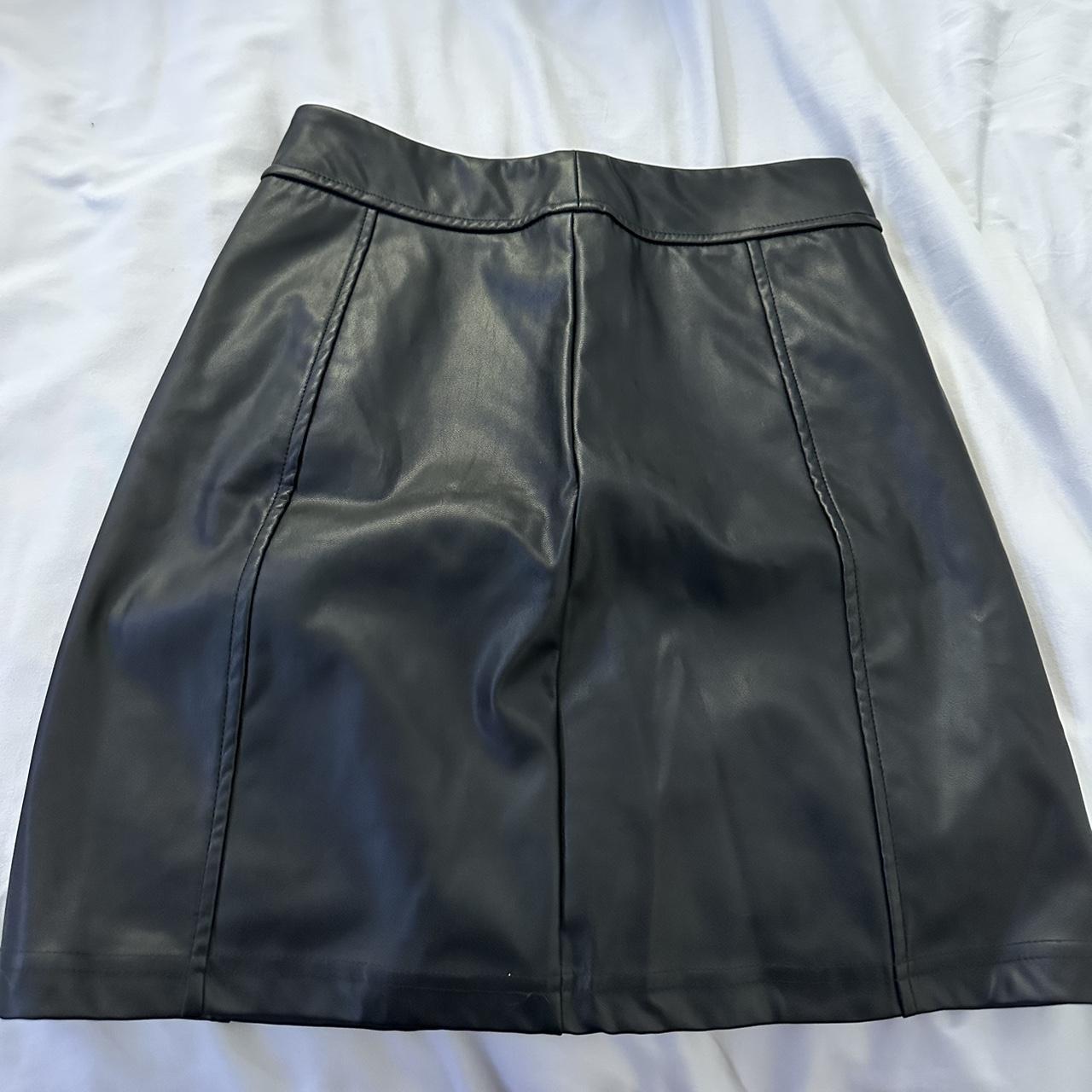 Garage black leather mini skirt, worn once, perfect... - Depop