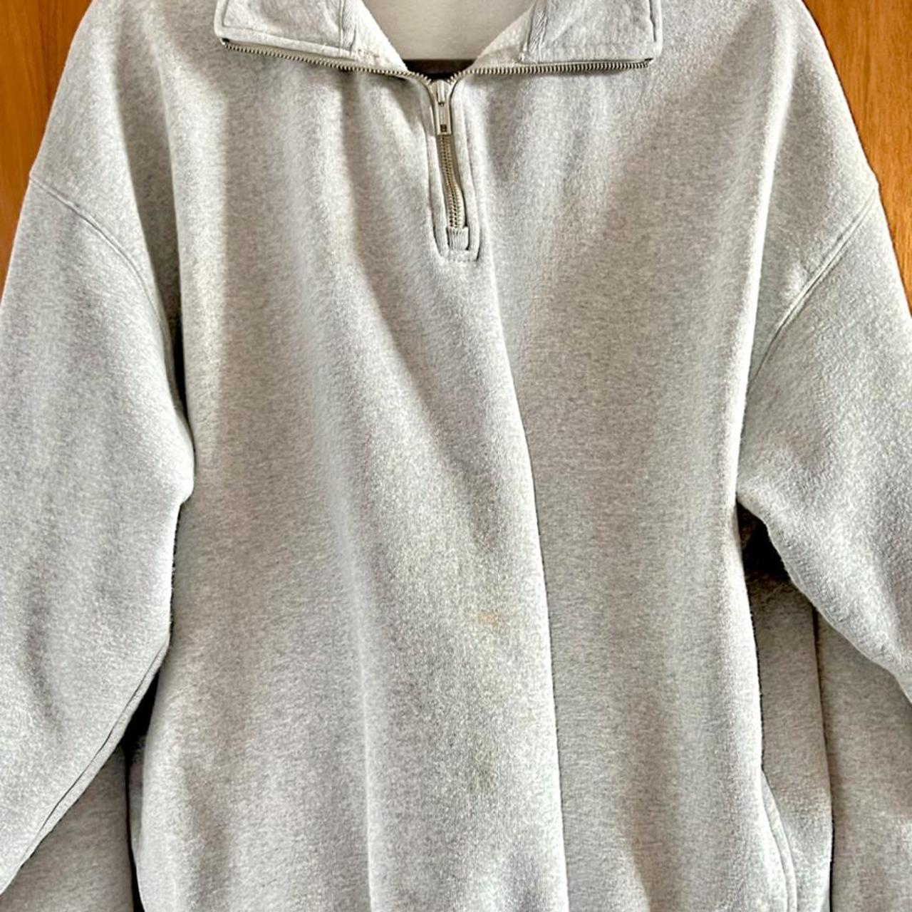 Brandy Melville oversized 1/4 zip up sweatshirt Grey... - Depop