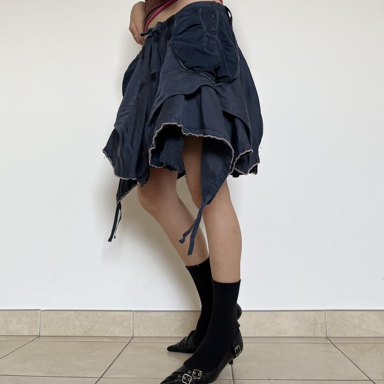 スカート 00s MARITHE FRANCOIS GIRBAUD FringeSkirt S/S2004 ready-to-wear marithe + françois girbaud denim heavy