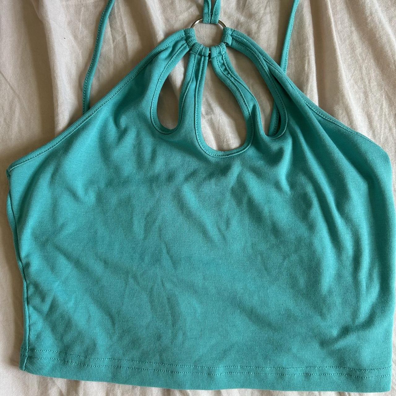 Shein blue cross back top, creased because of the... - Depop