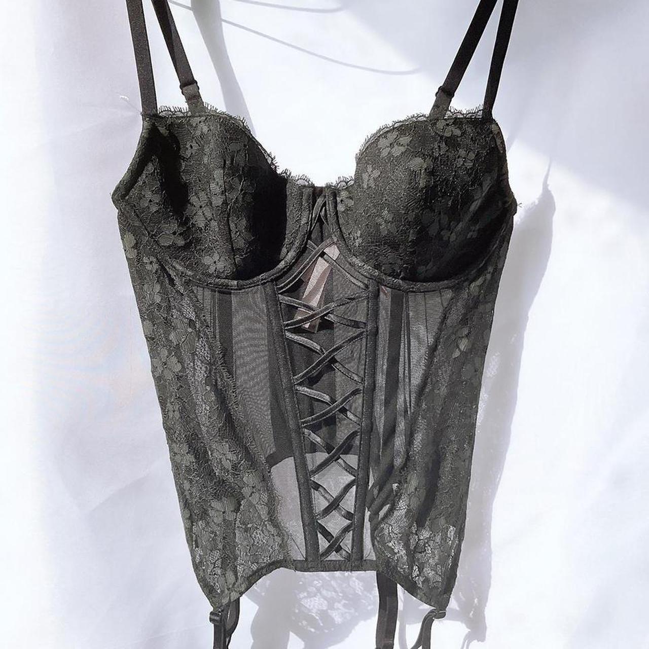 NWT Victoria's Secret corset with sheer black lace - Depop