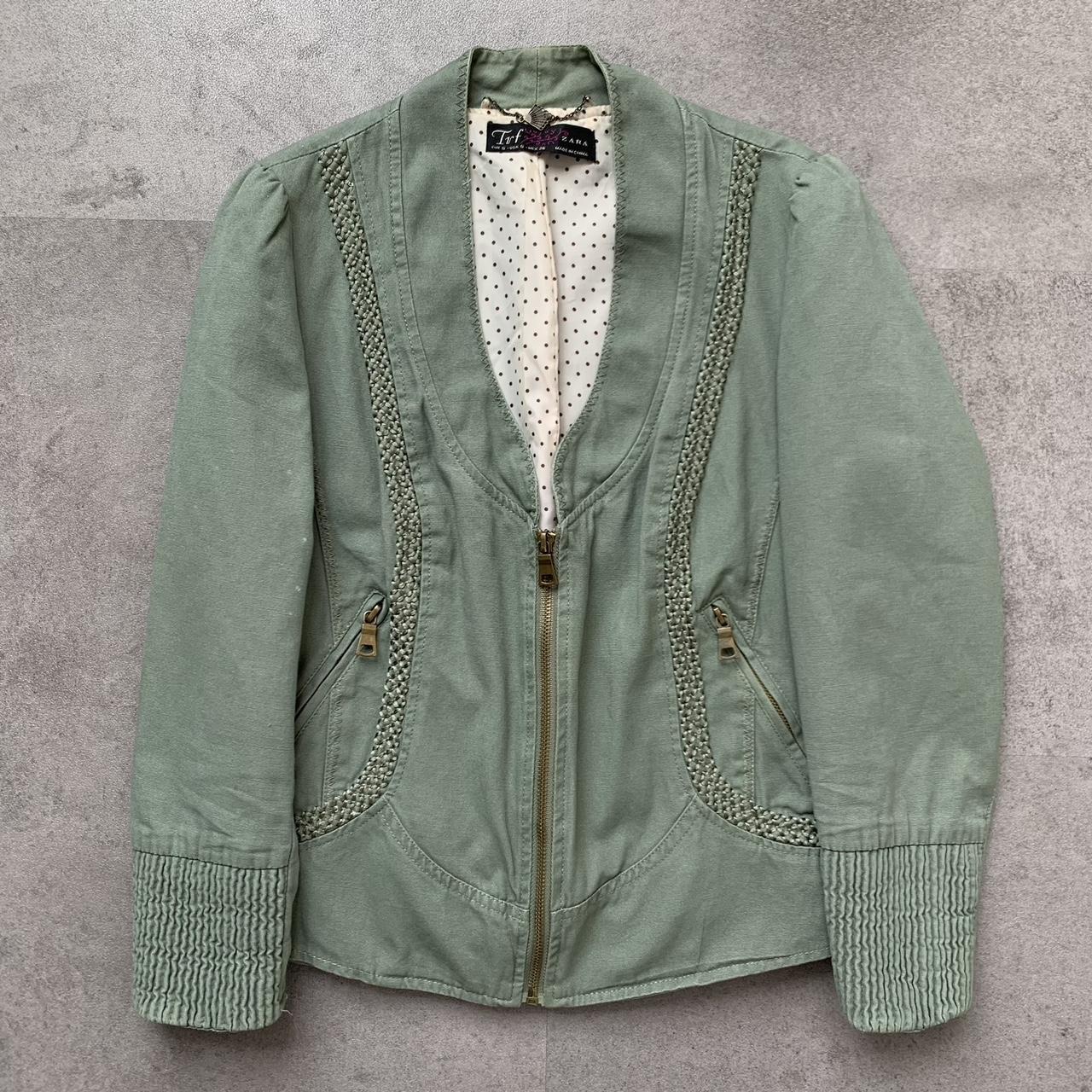 Zara khaki military jacket Zip up Slim fit Early... Depop