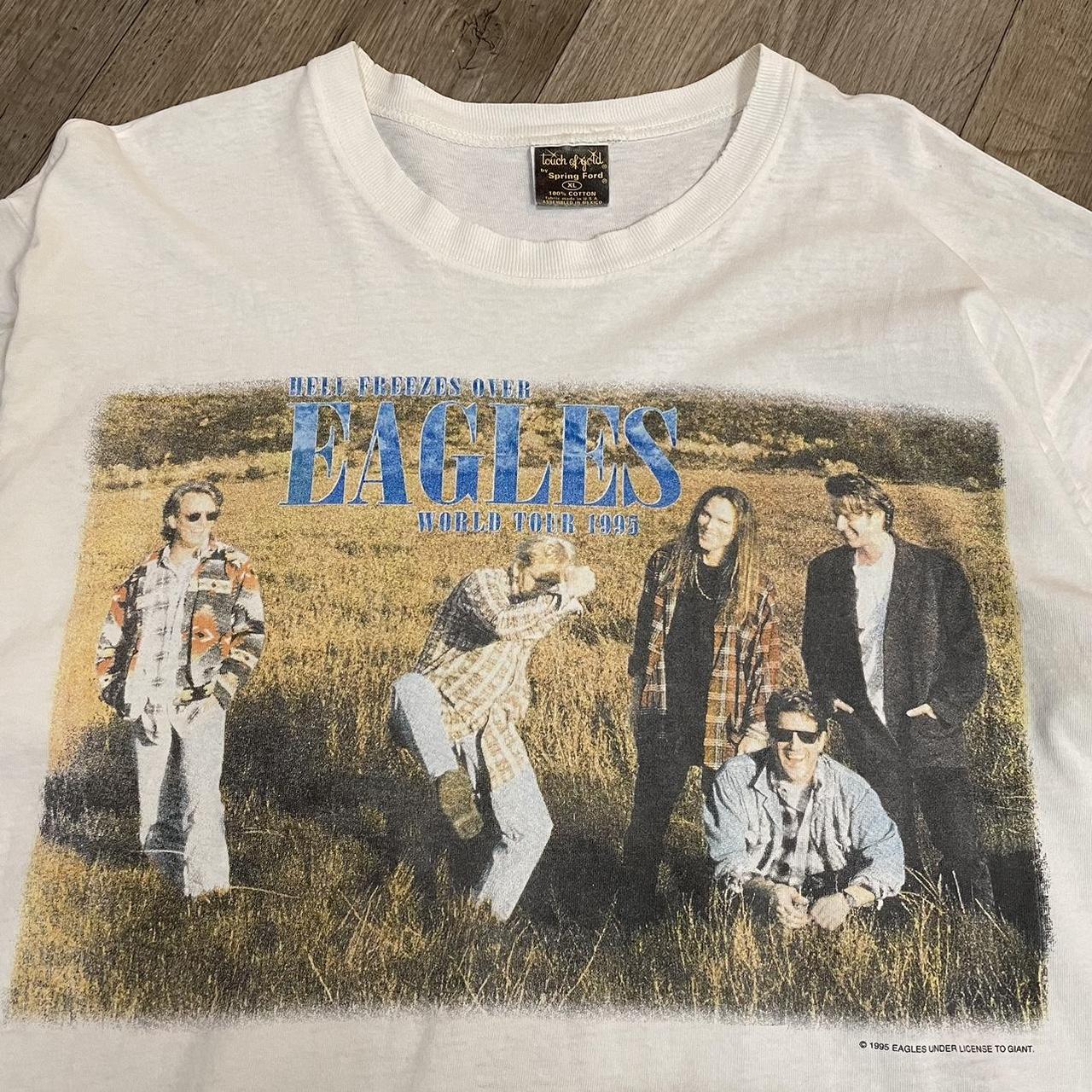 VINTAGE EAGLES BAND T-SHIRT HELL FREEZES OVER 95 - Depop