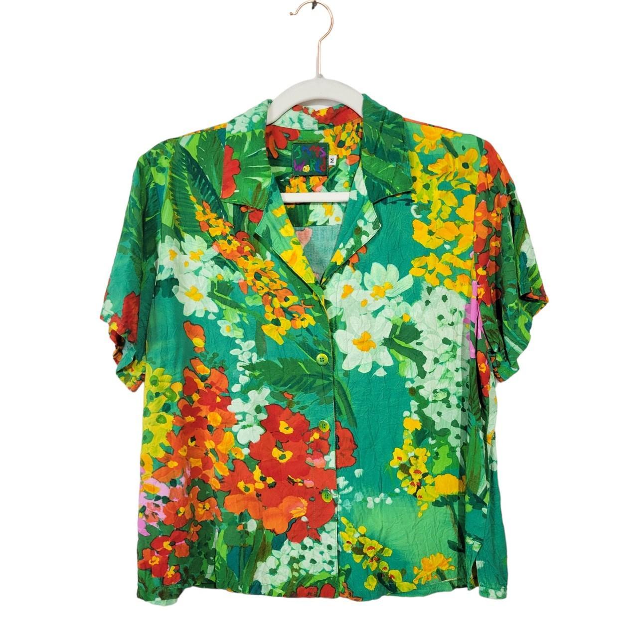 Jams World Women's Red and Green Shirt Depop