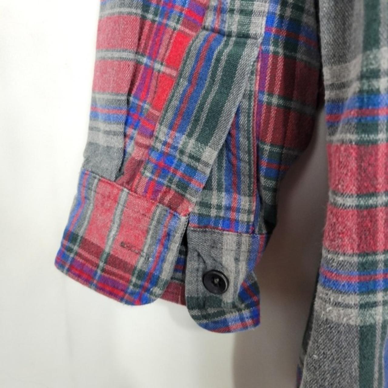 Vintage 90's L.L. Bean Red Gray Plaid Oversized... - Depop