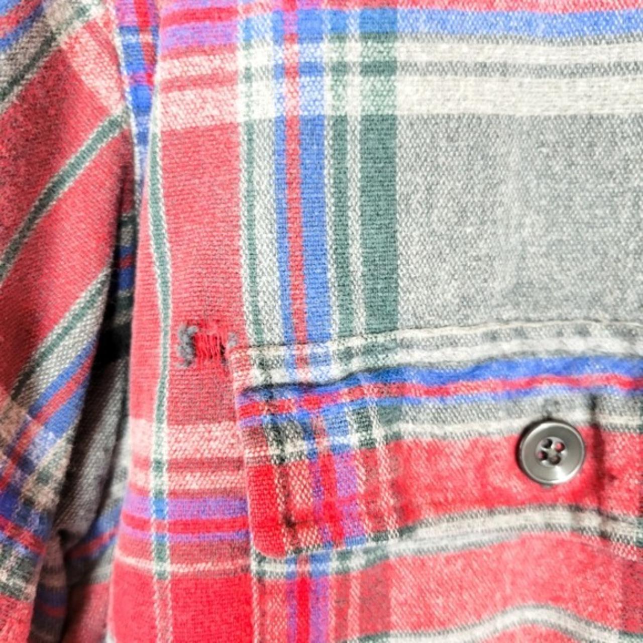 Vintage 90's L.L. Bean Red Gray Plaid Oversized... - Depop